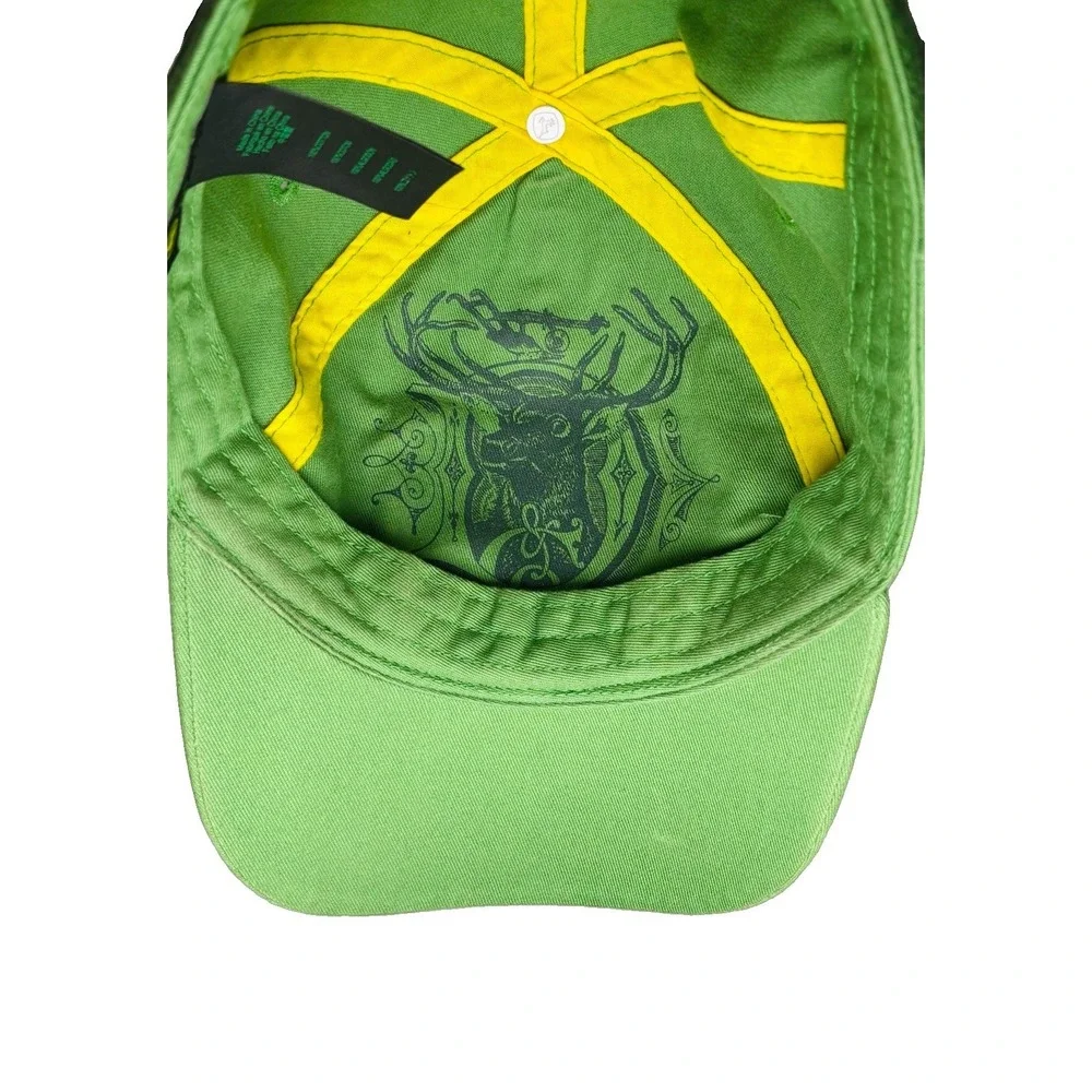 John Deere Distressed Green Snapback Baseball Cap Hat Metallic Logo LP48321
